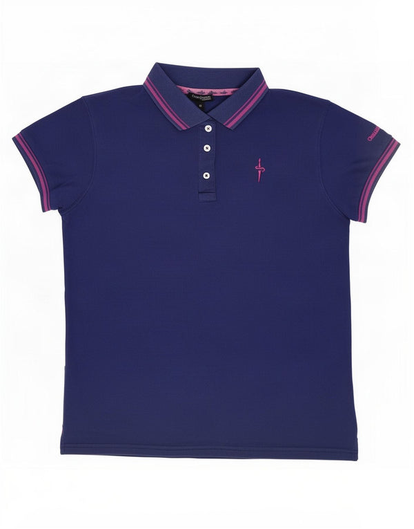 Cesare Paciotti Damen Poloshirt UK 14 Medium Marineblau Baumwolle