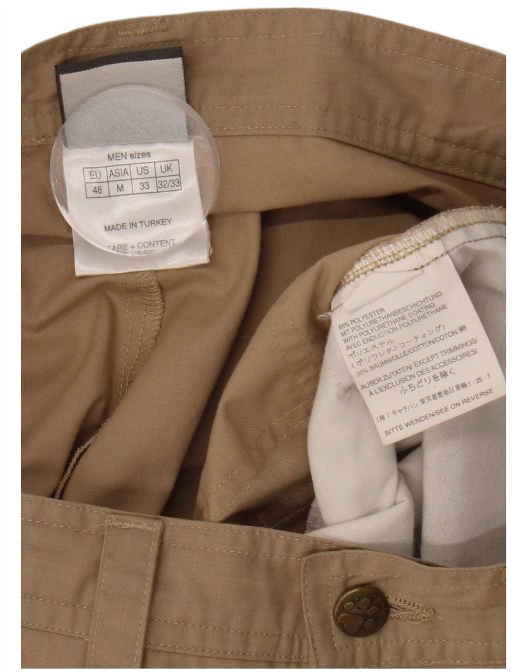 Jack Wolfskin Herren Jogger Cargohose W32 L33 Beige Polyester