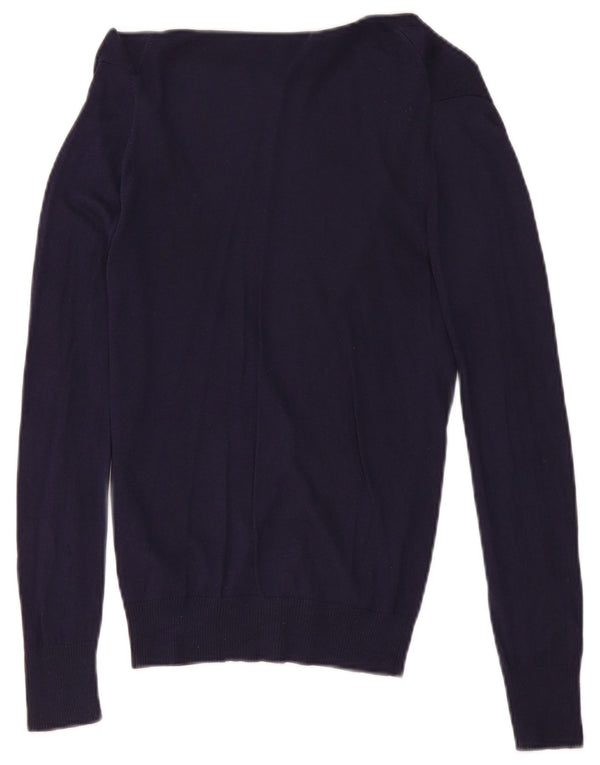 Massimo Dutti Damen-Cardigan-Pullover UK 12 Medium Navy Blue Silk