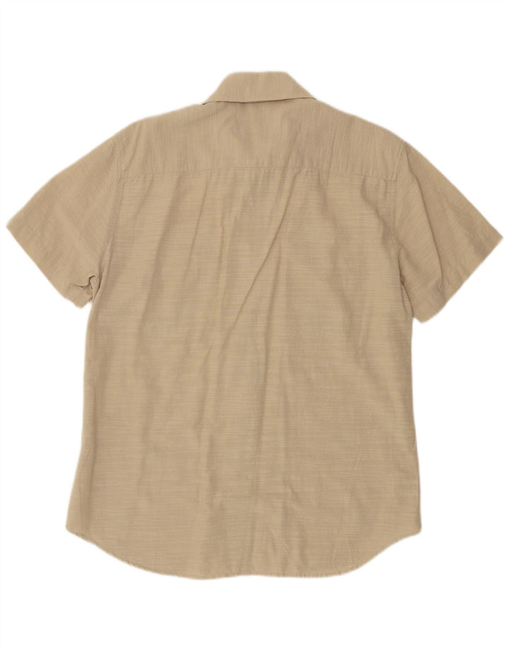 CARRERA Herren Kurzarmhemd Mittelbeige Nadelstreifen-Baumwolle