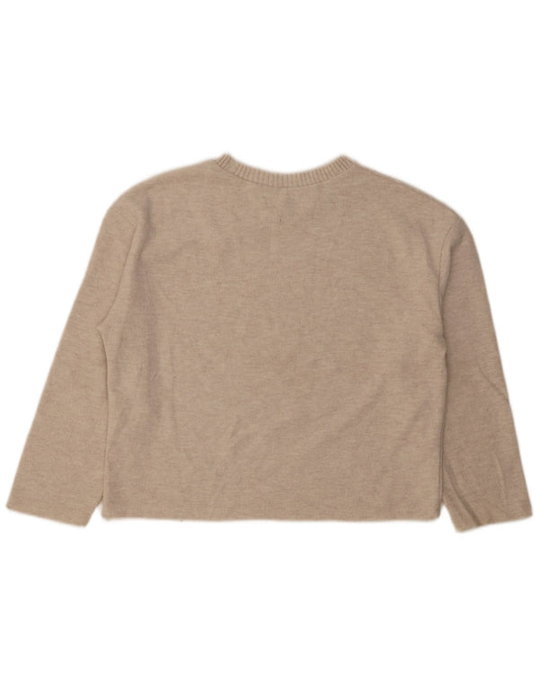 Zara Damen-Bluse mit lockerer Passform, UK-Gr. 14, mittelbeige Baumwolle