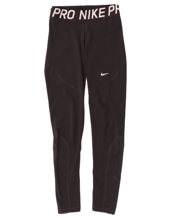 Nike Damen Dri Fit Graphic Leggings UK 14 Medium Schwarz