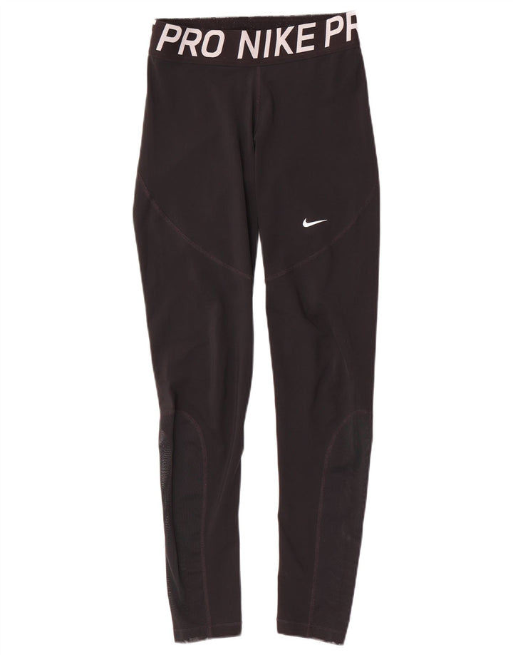 Nike Damen Dri Fit Graphic Leggings UK 14 Medium Schwarz
