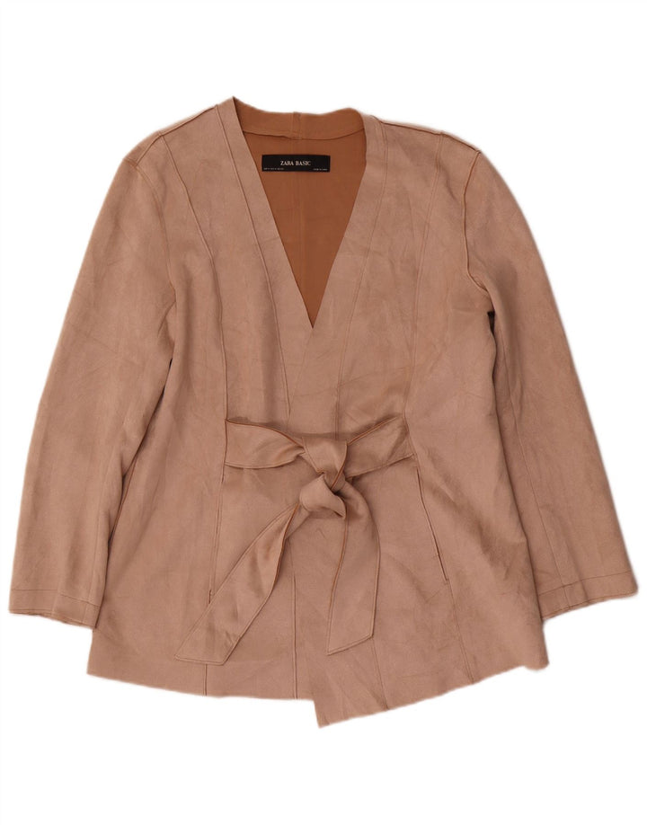 Zara Damen-Blazer aus Wildlederimitat, UK 12, Mittelbeige
