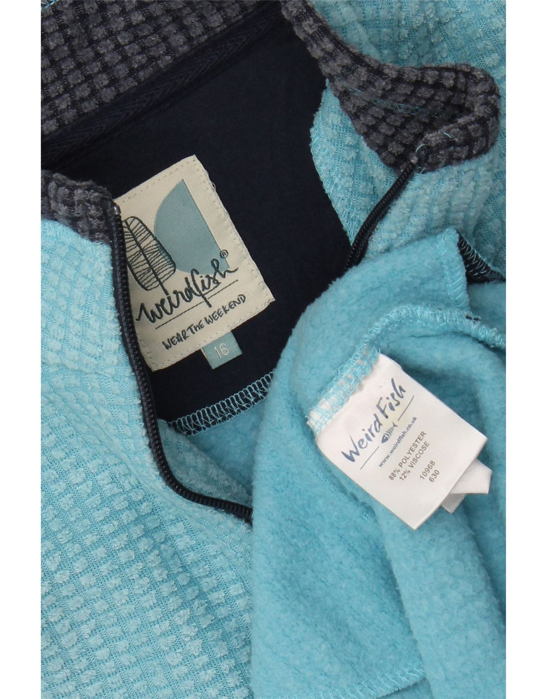 Weird Fish Damen-Fleecepullover mit Reißverschluss am Hals, UK 16, Größe L, Blau, Polyester
