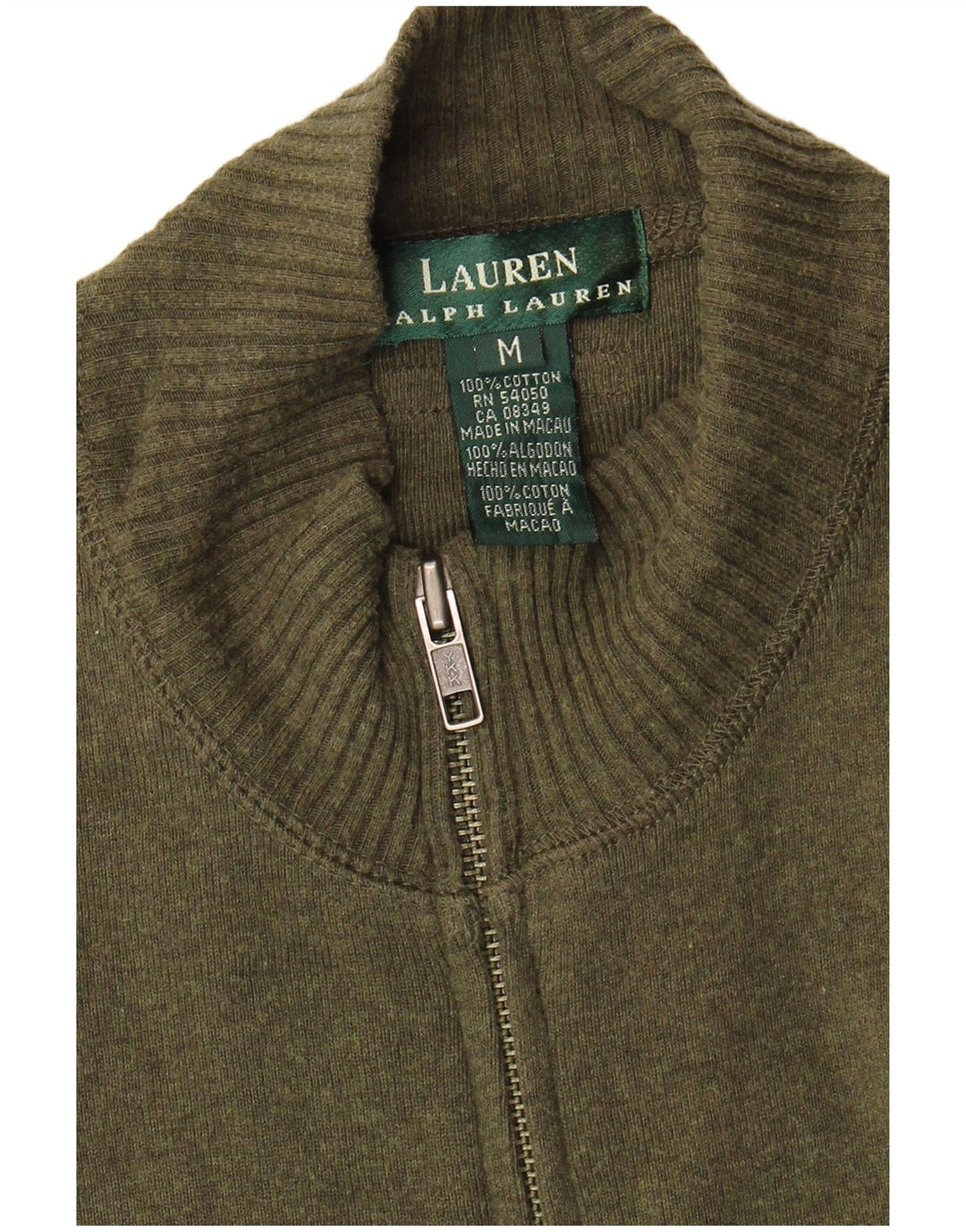 Ralph Lauren Damen-Cardigan-Pullover, UK 14, mittlere Khaki-Baumwolle