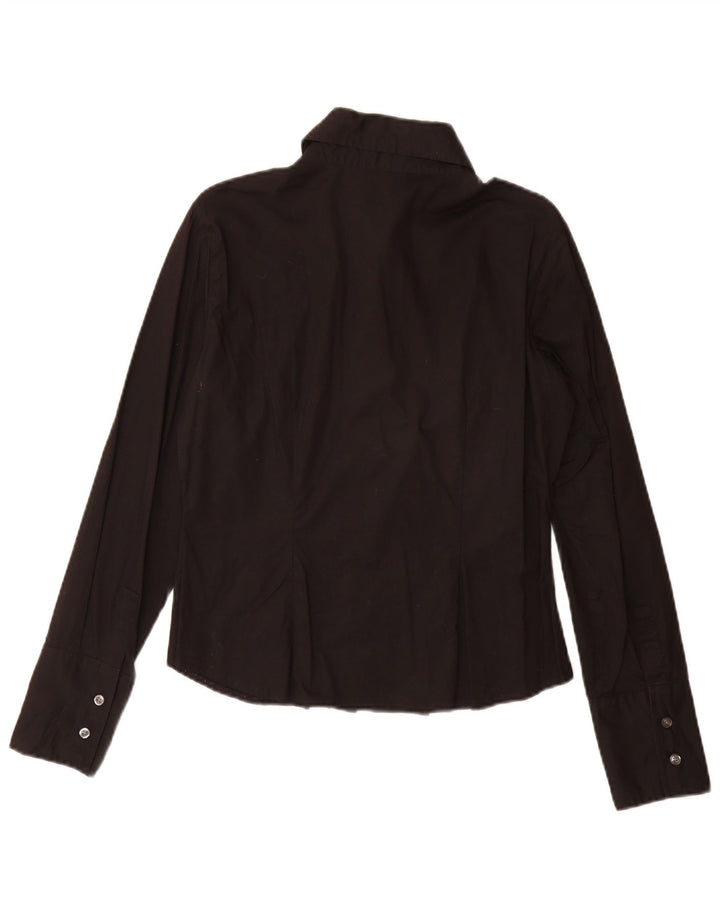 Benetton Damenhemd UK 14 Mittelschwarze Baumwolle