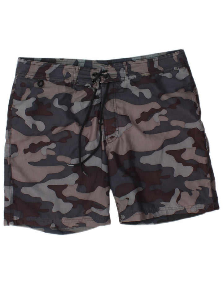 Sundek Herren-Badeshorts aus mittelgrauem Camouflage-Polyester