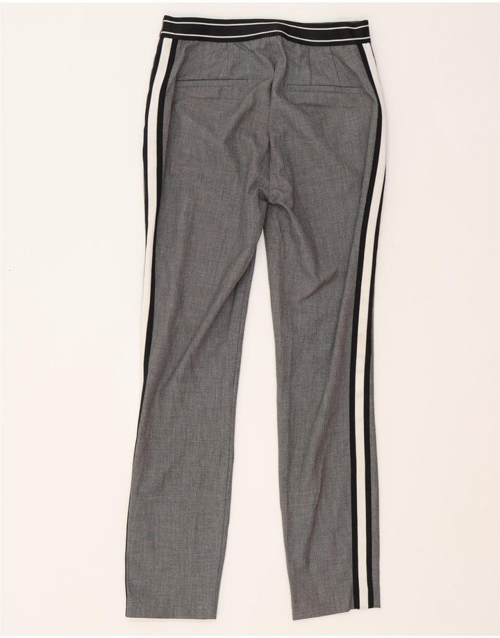 Zara Slim Chino-Hose für Damen, Größe S, W26, L27, grau gestreift, Polyester