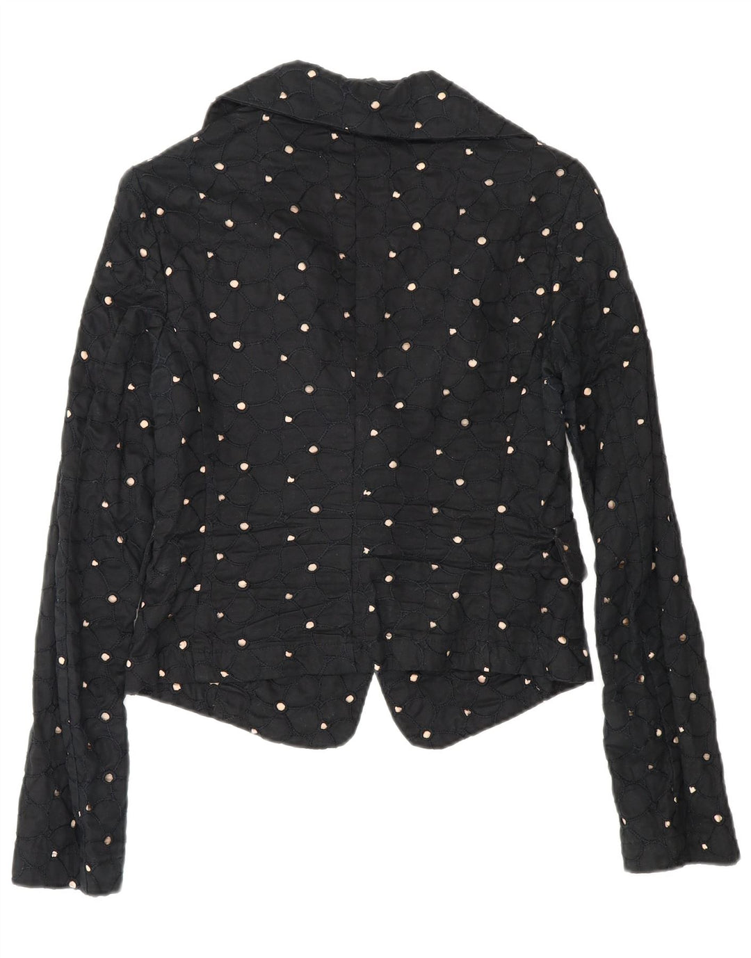 Benetton Womens Crop 2 Button Blazer Jacke IT 42 Medium Black Spotted