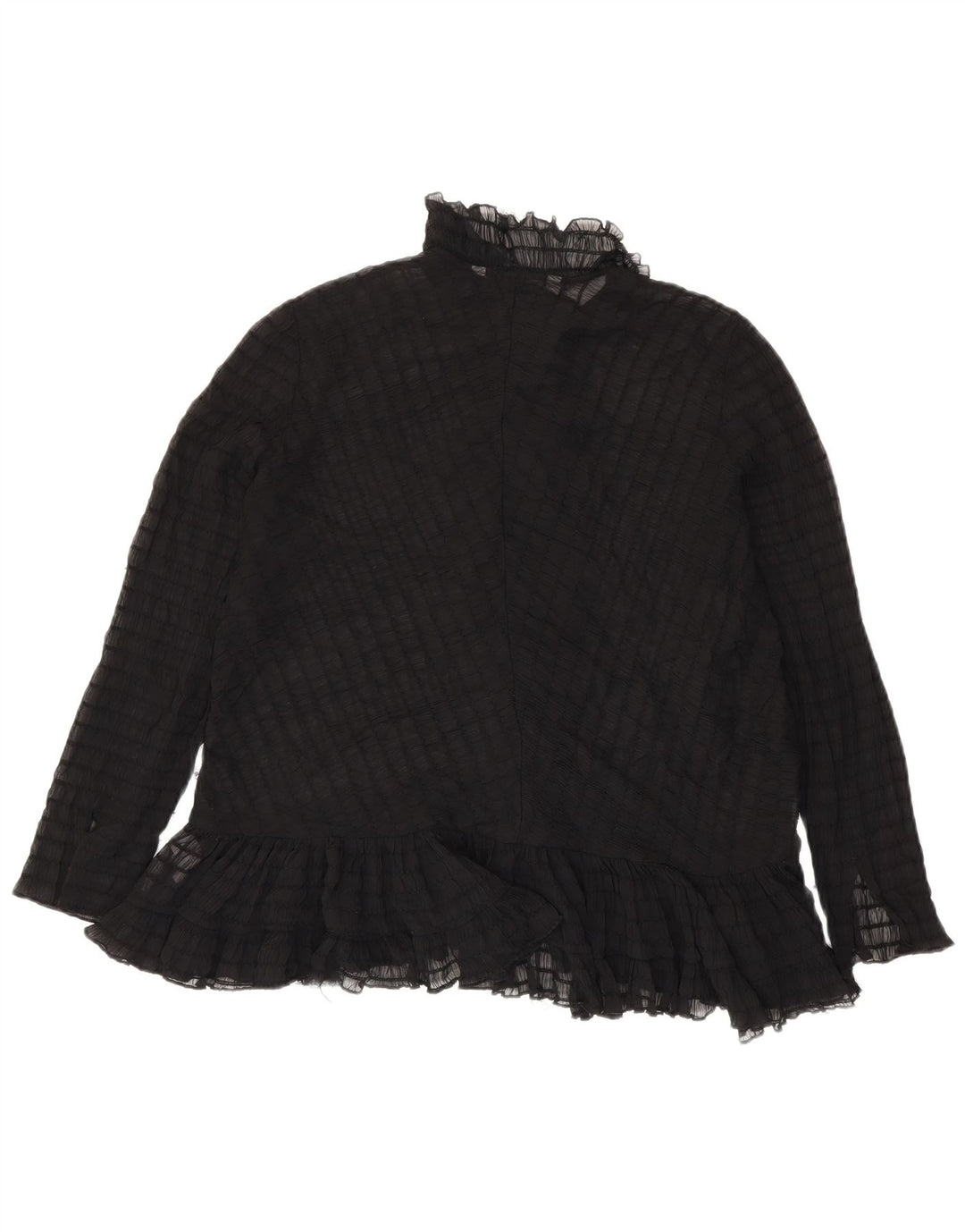 Zara Damen-Hemdbluse mit durchsichtiger Rüschenfront, UK 14, Mittelschwarz