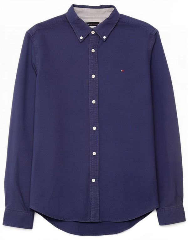 Tommy Hilfiger Mens Custom Fit Shirt Medium Navy Blue Cotton