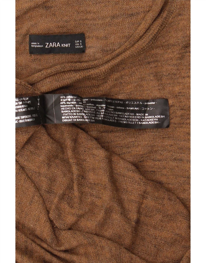 Zara Damen Asymmetrisches Pulloverkleid UK 10 Small Braun Polyester