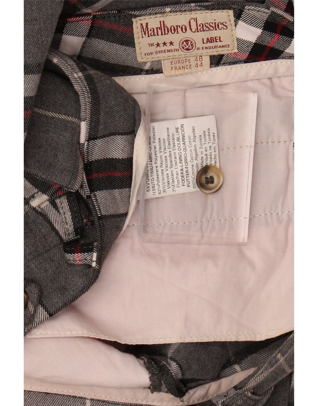 MARLBORO CLASSICS Gerade Damen-Freizeithose W34 L27 Grau kariert