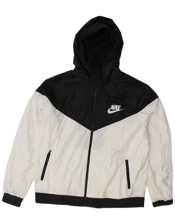 NIKE Herren-Trainingsanzug mit Kapuze, Oberteil, Jacke, XL, weißes Farbblock-Polyester