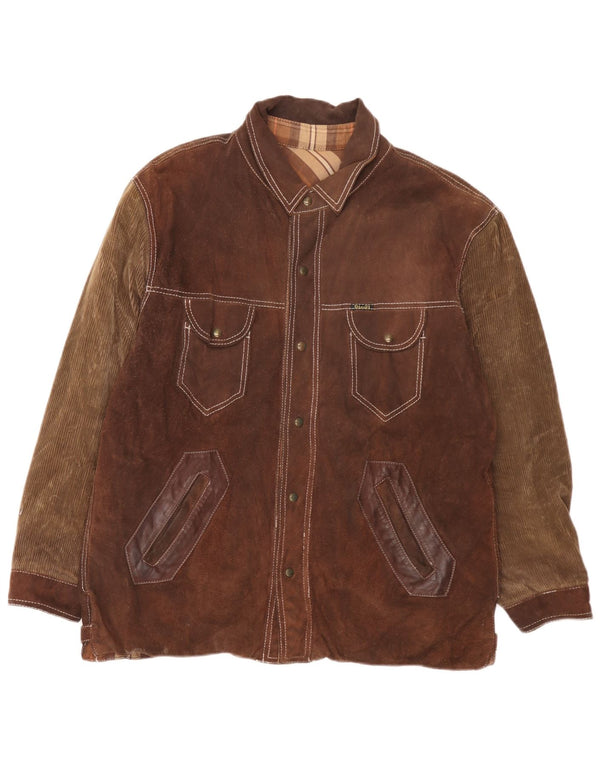 Diesel Herren Wendejacke UK 40 Großes braun kariertes Leder