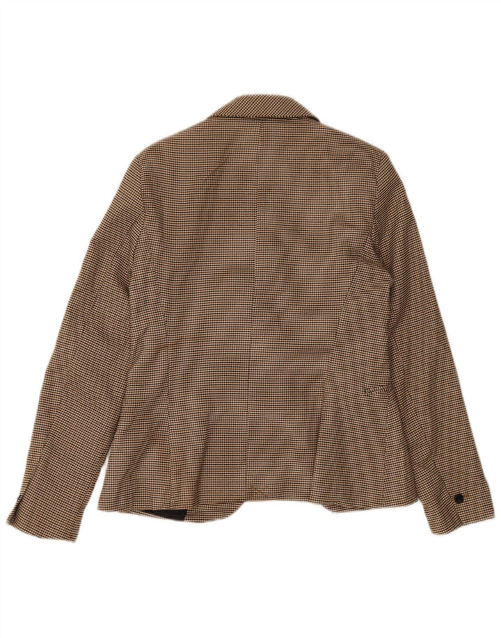 Zara Damen-Blazer mit 1 Knopf, EU 38, kleiner brauner Hahnentrittmuster