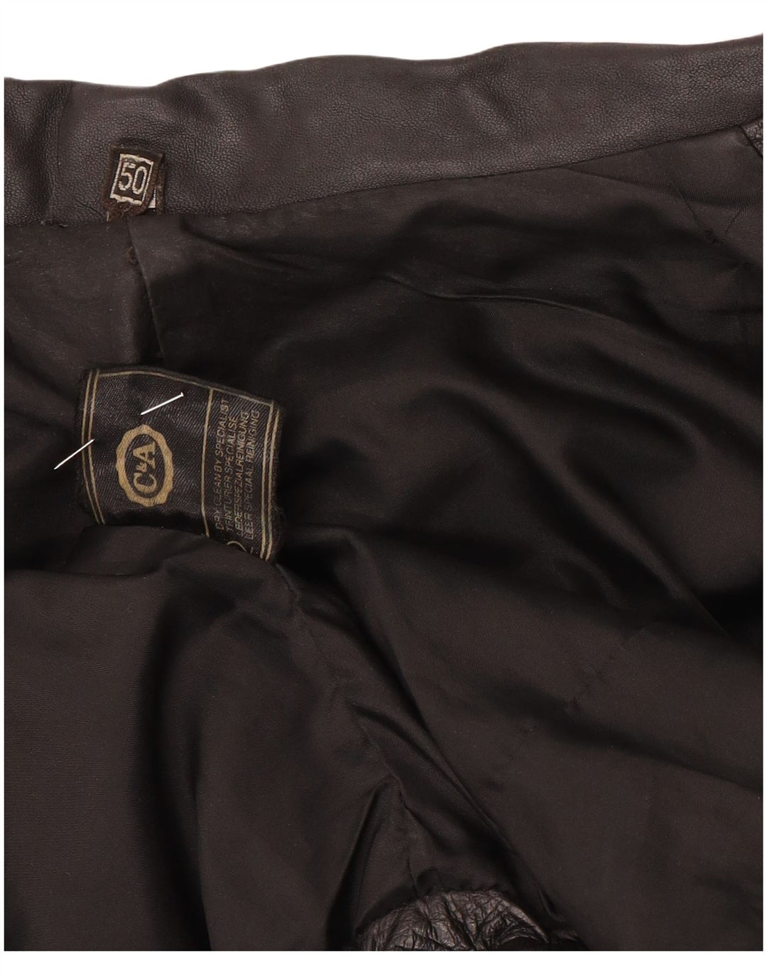 C & A Herren-Lederjacke mit lockerer Passform, EU 50, großes schwarzes Leder