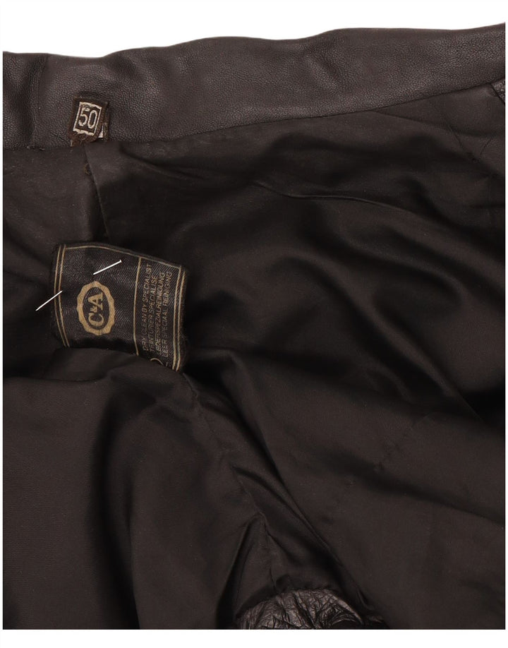 C & A Herren-Lederjacke mit lockerer Passform, EU 50, großes schwarzes Leder
