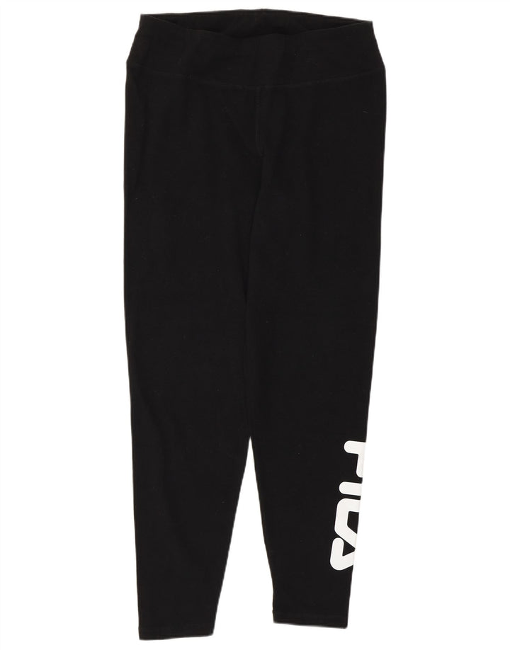 FILA Damen Graphic Leggings UK 14 Mittelschwarze Baumwolle
