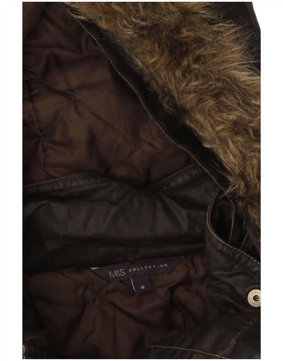 Marks & Spencer Damen-Jacke aus gewachster Baumwolle mit Kapuze, Gr. 8, Khaki