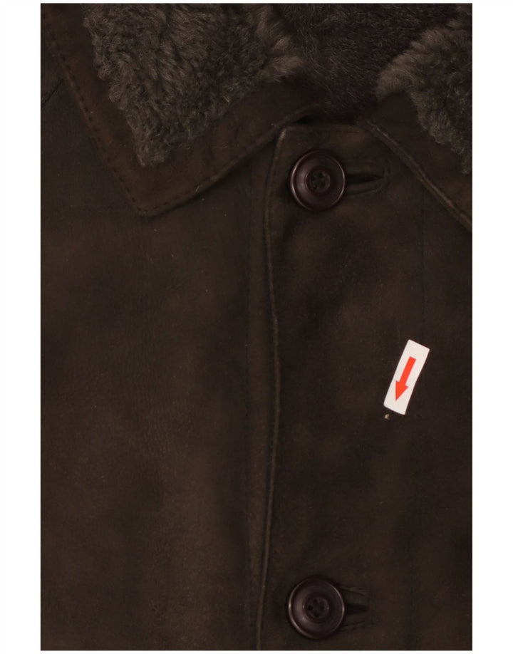 Vintage Herren Shearling Overcoat UK 40 Großes braunes Leder