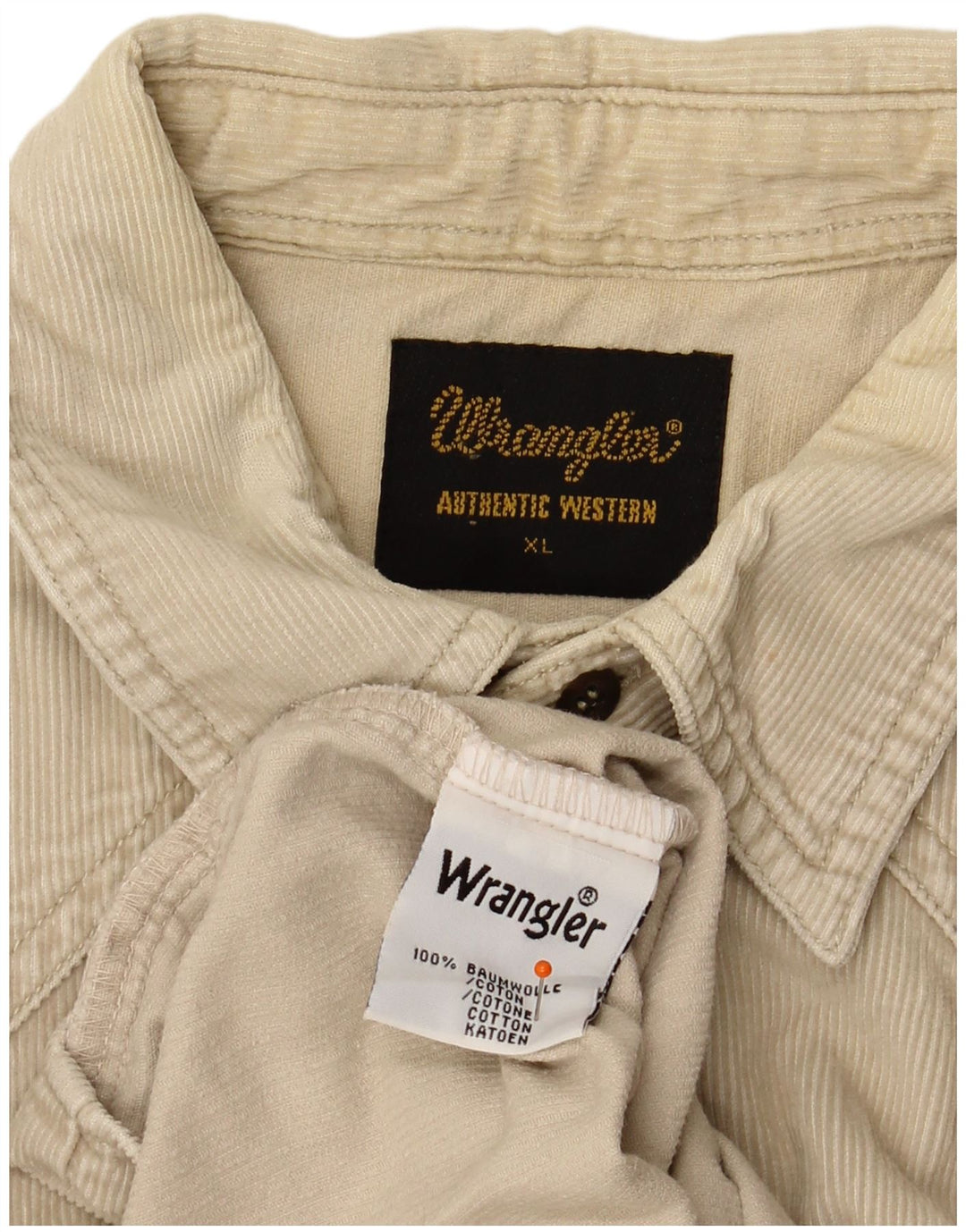 WRANGLER Herren Western-Cordhemd XL Beige Baumwolle