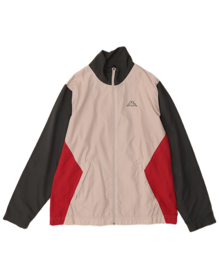 KAPPA Herren-Trainingsanzugoberteil, Jacke, Größe S, Weiß, Farbblock-Polyester