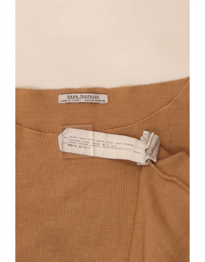 Zara Damen Trafaluc Übergroßes Top Langarm UK 14 Mittelbeige Baumwolle