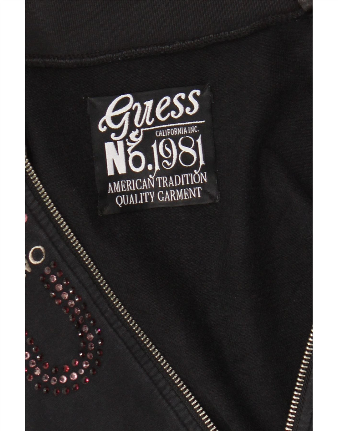 Guess Damen-Trainingsanzugoberteil mit Grafik, Gr. 8, Schwarz