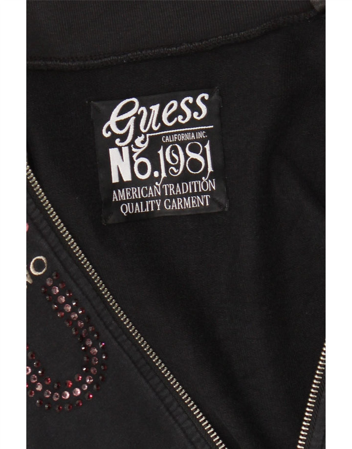 Guess Damen-Trainingsanzugoberteil mit Grafik, Gr. 8, Schwarz