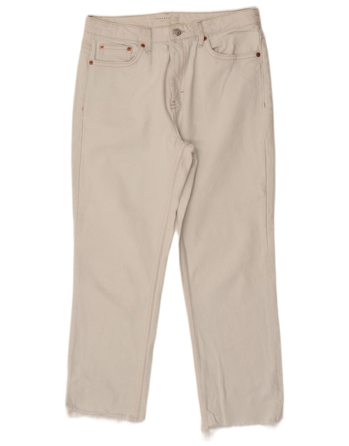 TOPSHOP Damen Crop Straight Jeans W30 L25 Weiß