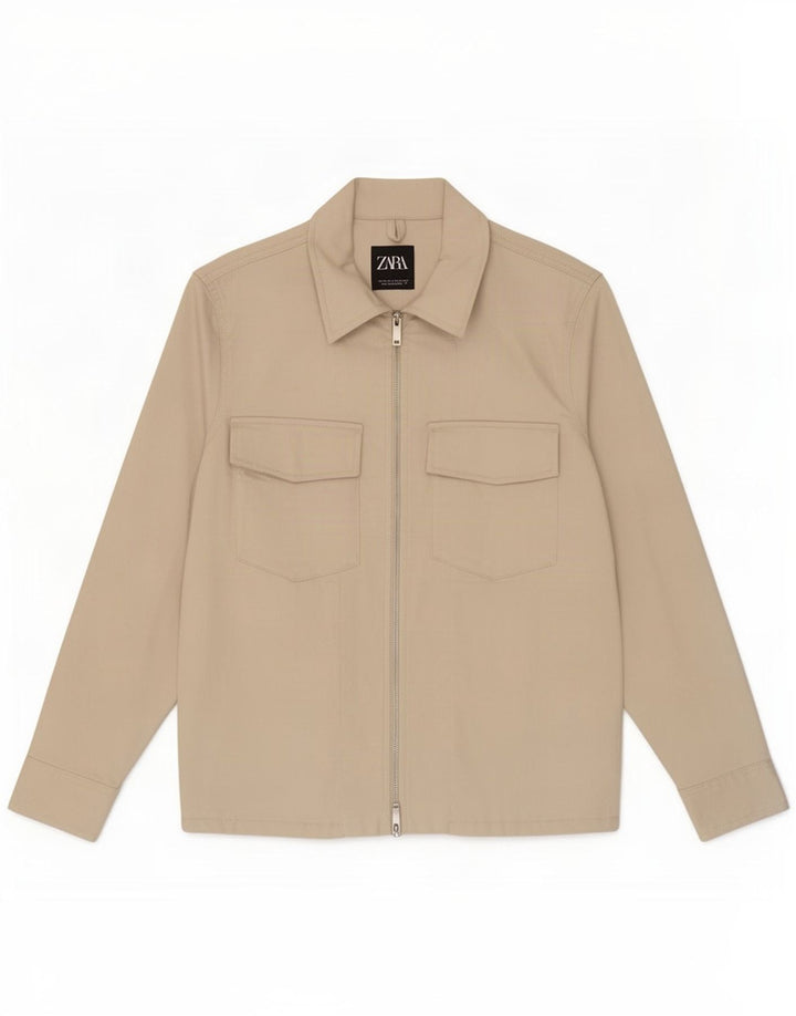 Zara Herren Bomberjacke UK 36 Small Beige Baumwolle