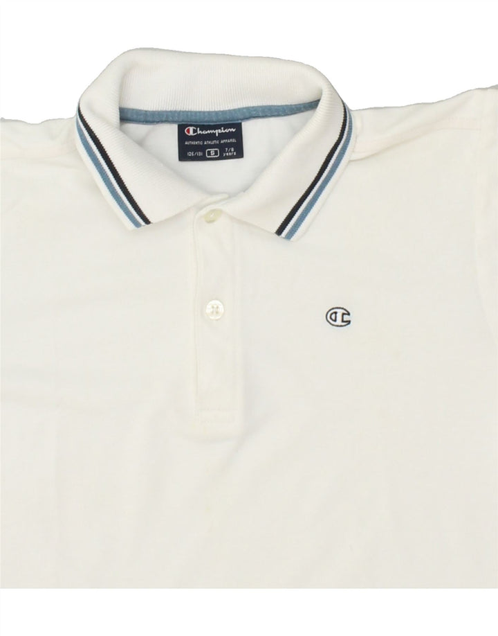 CHAMPION Boys Polo Shirt 7-8 Years Small White Cotton Vintage Champion and Second-Hand Champion from Messina Hembry 