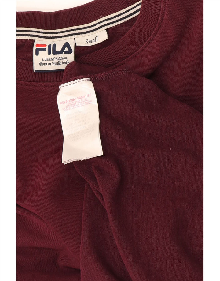 Fila Herren-Top, langärmelig, klein, Burgunderrot, Baumwolle