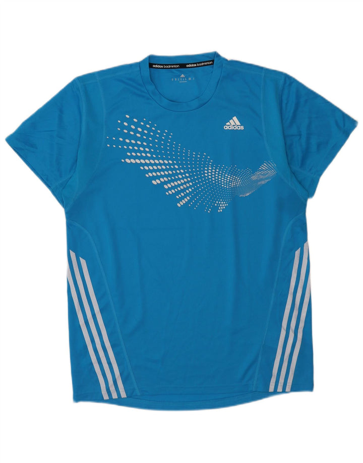 Adidas Herren T-Shirt Top Mittelblau gepunktetes Polyester