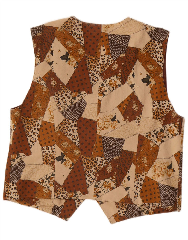 Vintage Mädchenweste 15-16 Jahre Braunes Patchwork-Triacetat