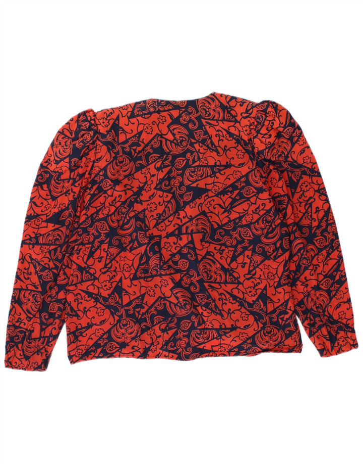 Vintage Damen Cardigan Top IT 44 Mittelrote Blumenseide