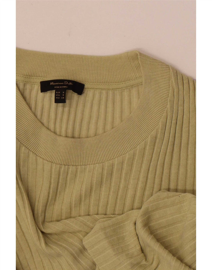 Massimo Dutti Damen Top Langarm UK 8 Small Khaki