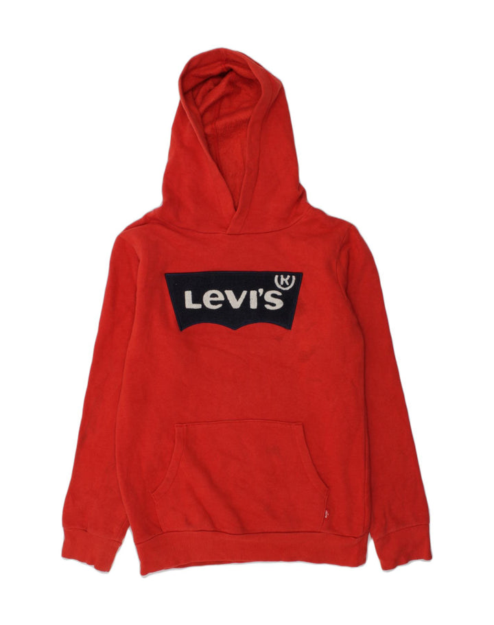 LEVI'S Boys Graphic Hoodie Jumper 11-12 Years Large Red Cotton | Vintage Levi's | Thrift | Second-Hand Levi's | Used Clothing | Messina Hembry 