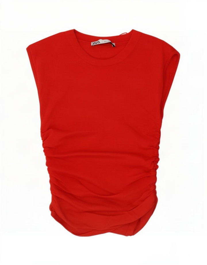 Zara Damen Bluse Top UK 10 Small Rot
