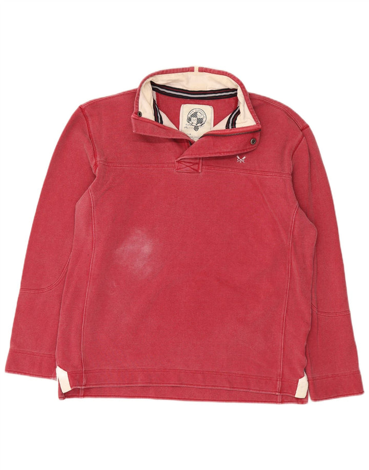 Crew Clothing Herren-Sweatshirt mit Reißverschluss am Hals, groß, aus roter Baumwolle