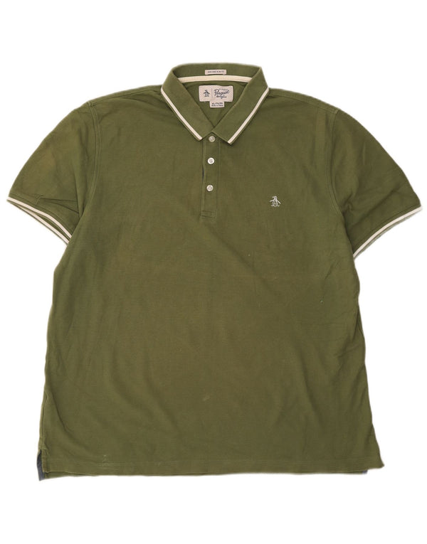 Penguin Herren Heritage Slim Fit Poloshirt XL Khaki Baumwolle