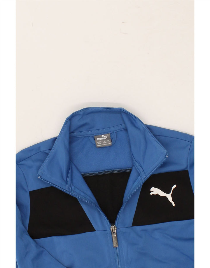 PUMA Boys Graphic Tracksuit Top Jacket 9-10 Years  Blue Colourblock Vintage Puma and Second-Hand Puma from Messina Hembry 