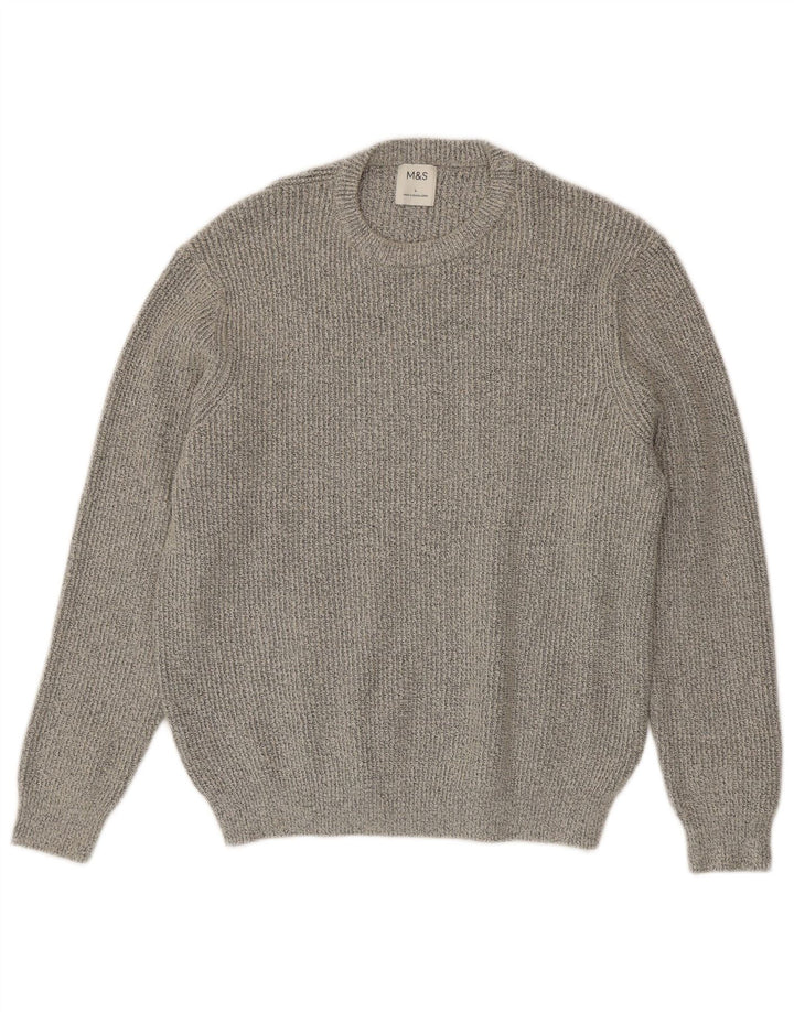 Marks & Spencer Herren-Pullover mit Rundhalsausschnitt, Größe L, Grau, Polyamid