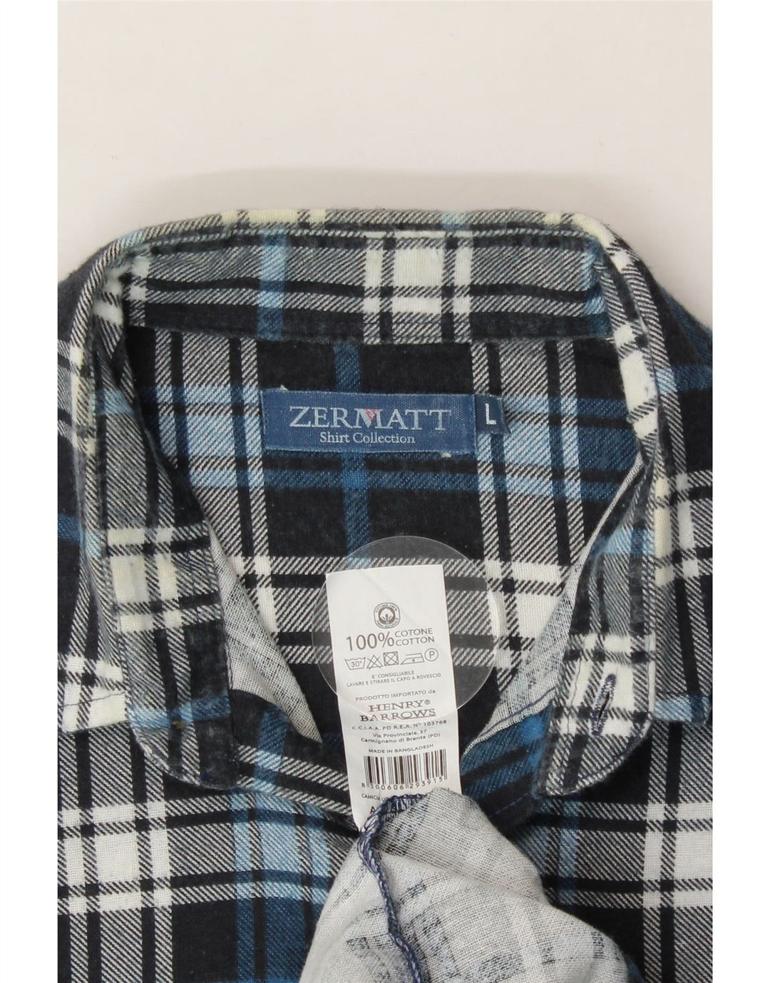 ZERMATT Mens Flannel Shirt Large Blue Check Cotton Vintage Zermatt and Second-Hand Zermatt from Messina Hembry 