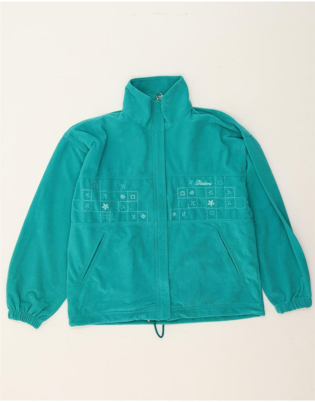 DIADORA Womens Oversized Tracksuit Top Jacket UK 10 Small Turquoise Vintage Diadora and Second-Hand Diadora from Messina Hembry 