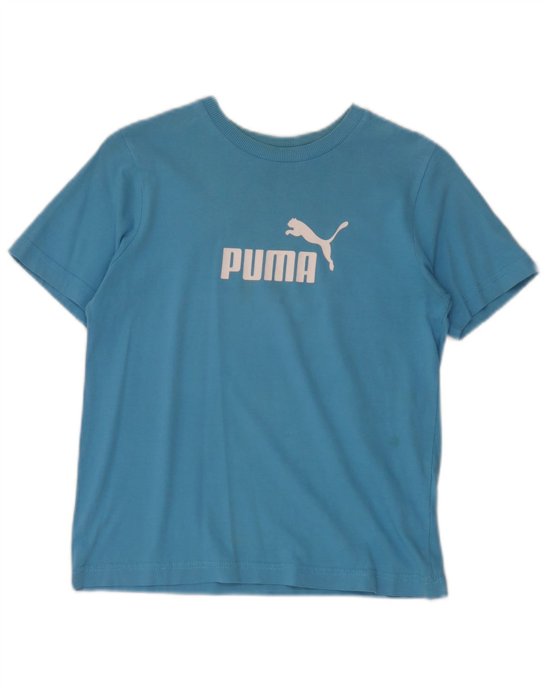 Puma Damen Graphic T-Shirt Top UK 12 Mittelblaue Baumwolle