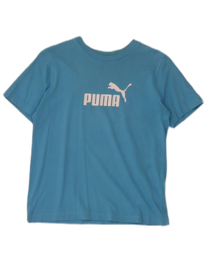 Puma Damen Graphic T-Shirt Top UK 12 Mittelblaue Baumwolle