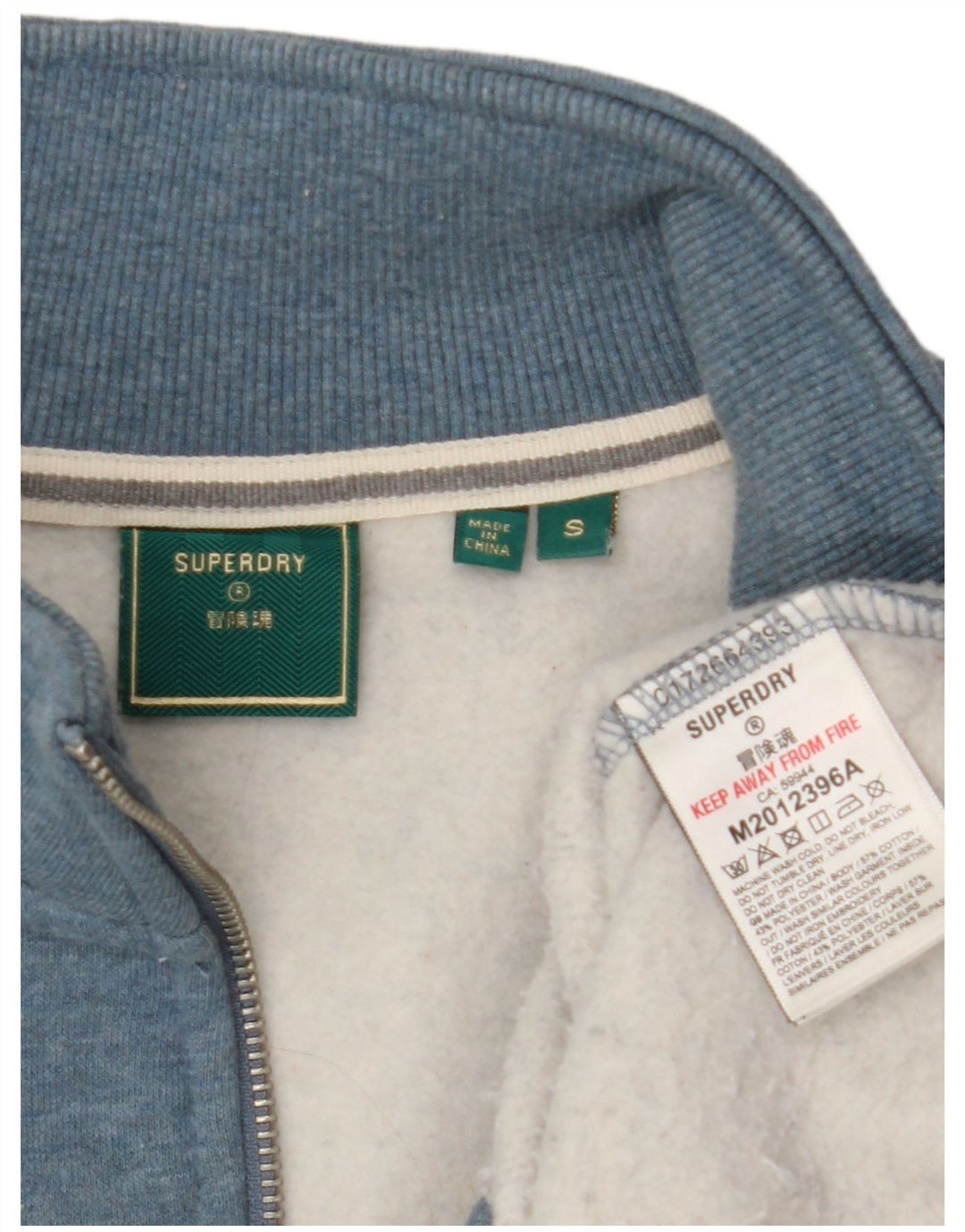 Superdry Herren-Sweatshirt mit Reißverschluss am Kragen, Größe S, Blau, Baumwolle